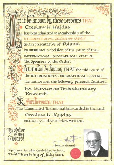 2001 International Order of Merit